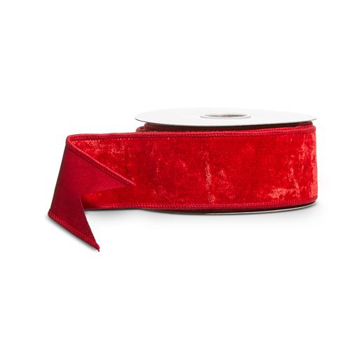 2.5'' RED VELVET WIRED RIBBON 10 YDS