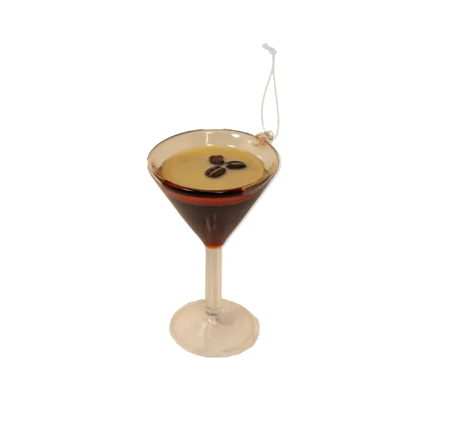 4" GLASS ESPRESSO MARTINI ORNAMENT