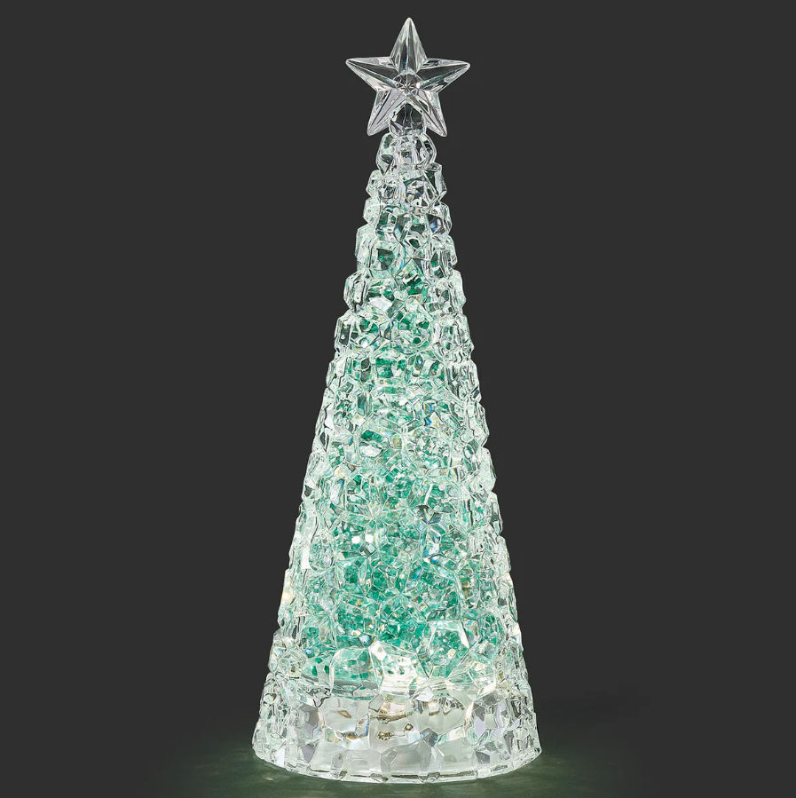 Confetti Lites Lighted Swirl Tree with Silver & Green Glitter