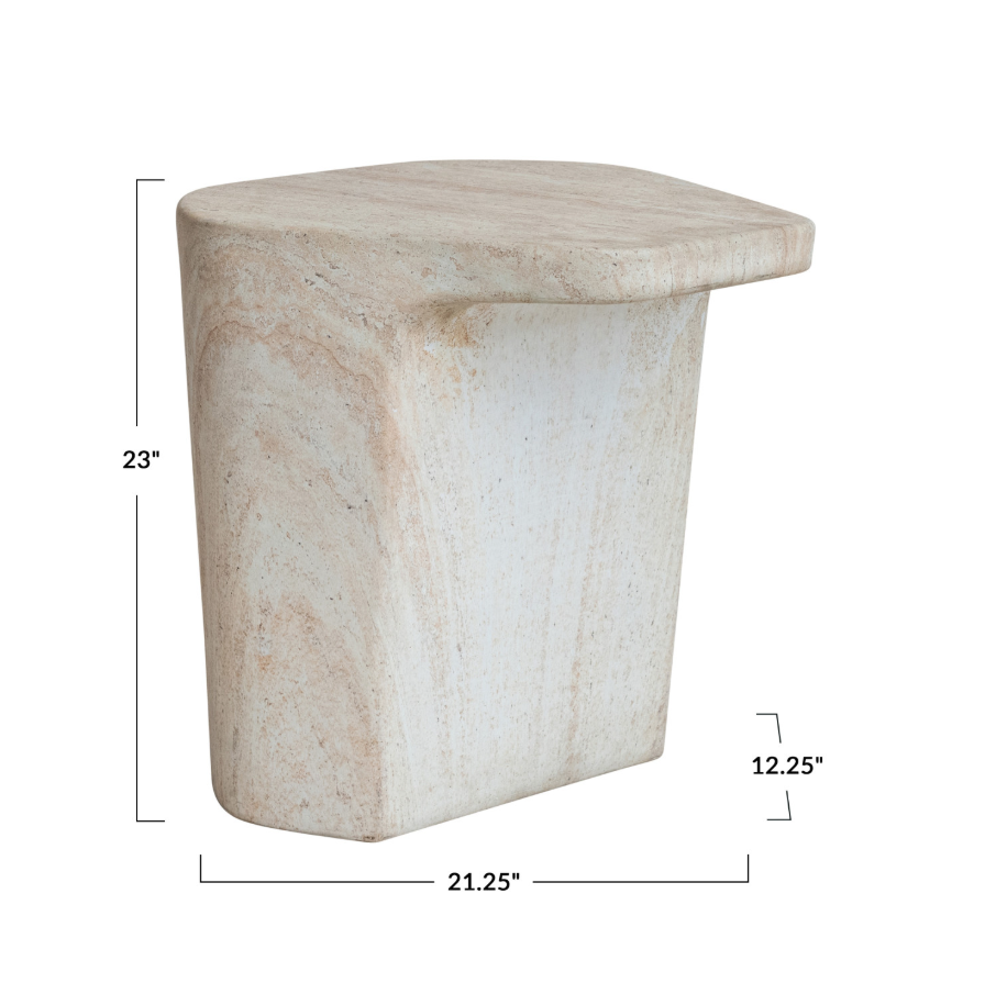 Lightweight Eco Stone Indoor/Outdoor Table, Travertine Finish, Natural Color