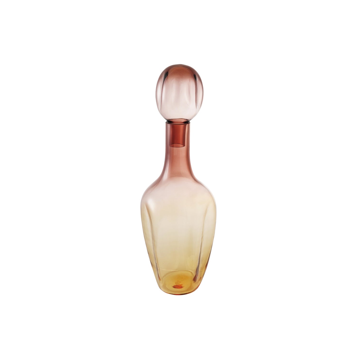 Hand-Blown Glass Bottle with Stopper, Purple & Amber Ombre 18 oz.