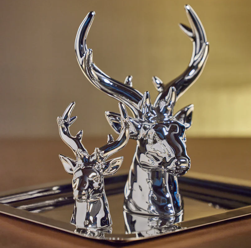 ROCKY MOUNTAIN CERAMIC STAG HEAD -SILVER/SMALL