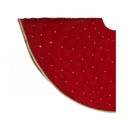 RED 24" VELVET QUILTED TREE SKIRT