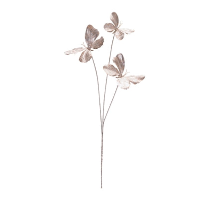 SILVER BUTTERFLY SPRAY 27"H POLYESTER