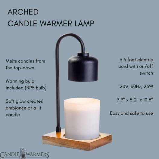 White & Wood Arched Candle Warmer Lamp