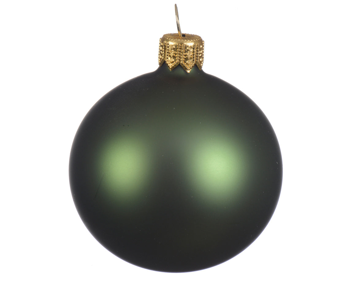 BAUBLES GLASS MATT-PINE GREEN 5.9"