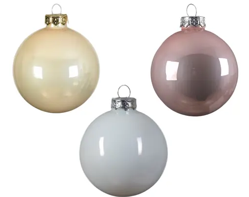 BAUBLES GLASS SHINY MATT ENAMEL MIX BLUSH PINK