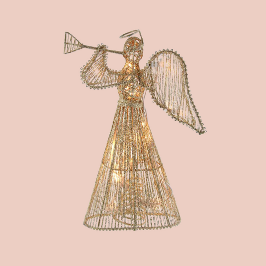 12" ANGEL DORADO TOPE DE ARBOL ILUMINADO