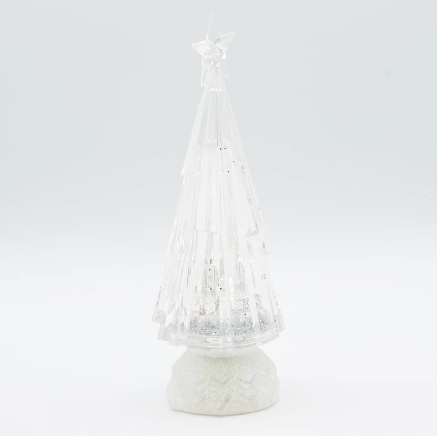 Confetti Lites Lighted Swirl Chiseled Clear Tree with Multicolor Lights 9.5''