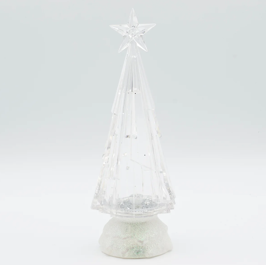 Confetti Lites Lighted Swirl Chiseled Clear Tree with Multicolor Lights 9.5''