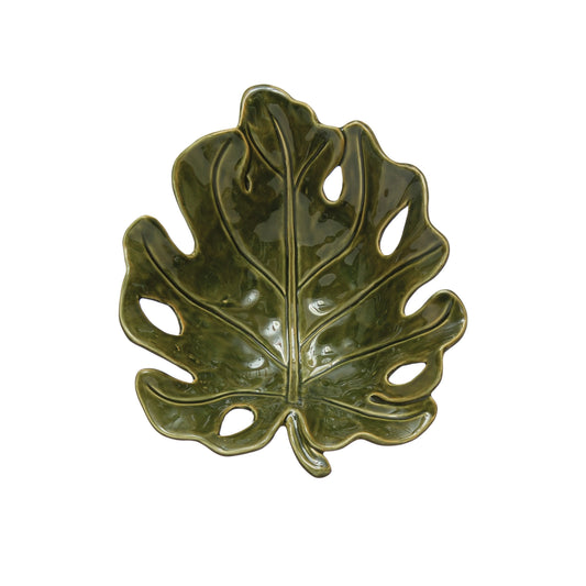 STONEWARE LEAF BOWL GREEN