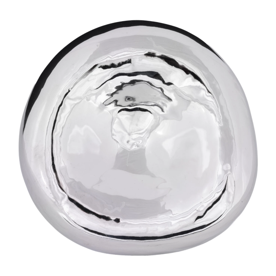 Decorative Stoneware Bowl, Chrome Finish
