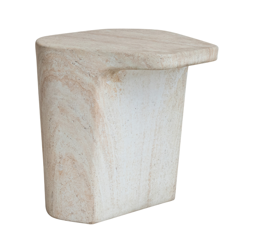 Lightweight Eco Stone Indoor/Outdoor Table, Travertine Finish, Natural Color