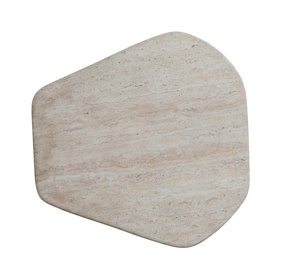 Lightweight Eco Stone Indoor/Outdoor Table, Travertine Finish, Natural Color