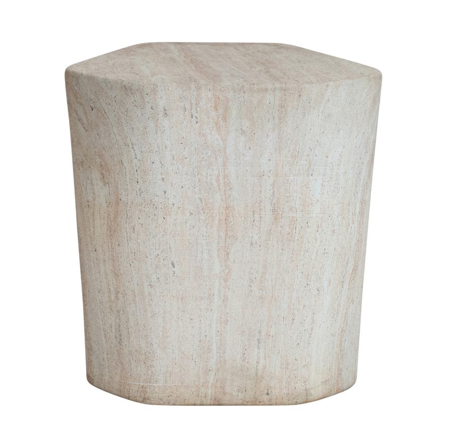 Lightweight Eco Stone Indoor/Outdoor Table, Travertine Finish, Natural Color
