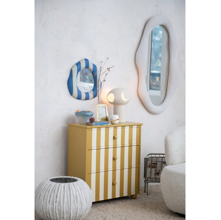 Resin Wall Mirror with Debossed Lines, Volcano Finish