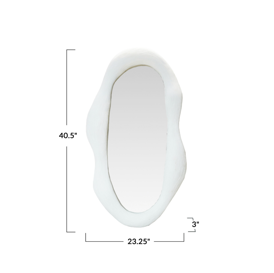 Resin Wall Mirror with Debossed Lines, Volcano Finish