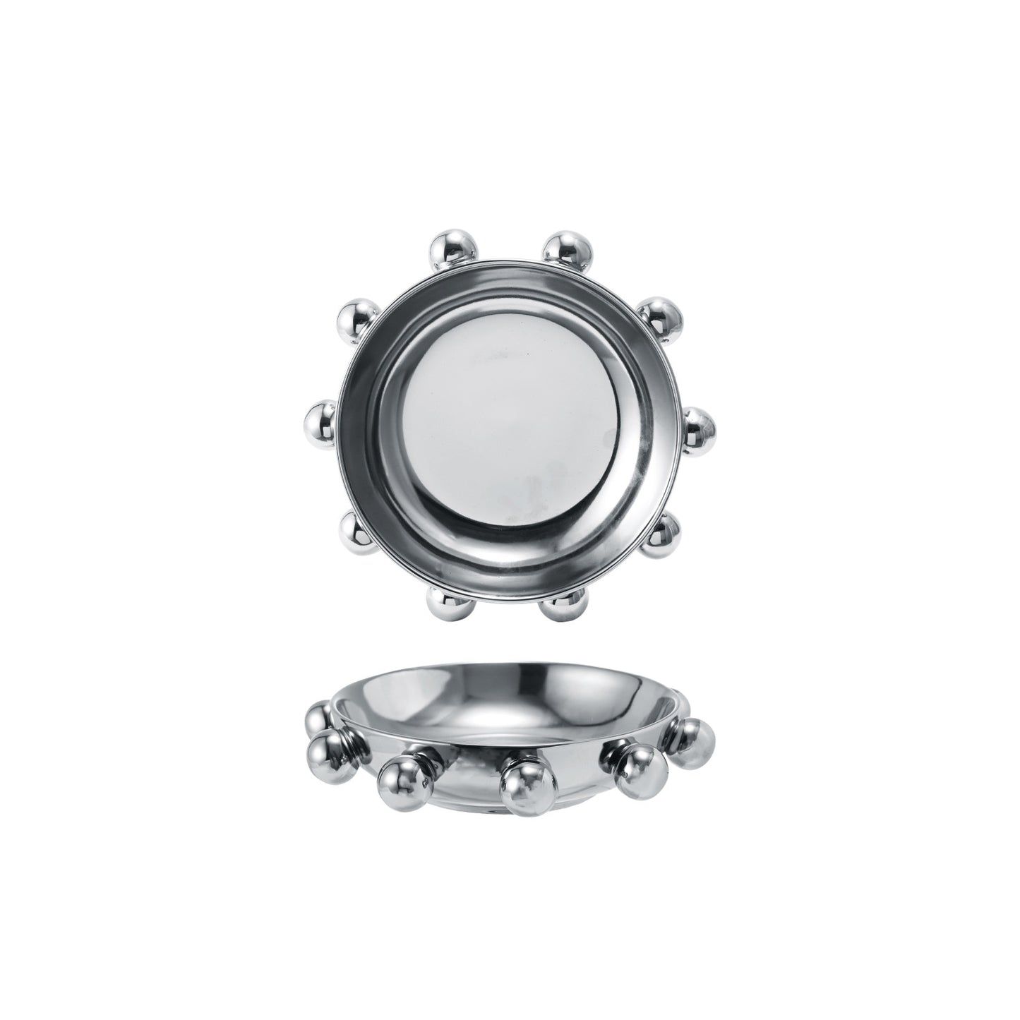 Stoneware Dish with Balls, Chrome Finish