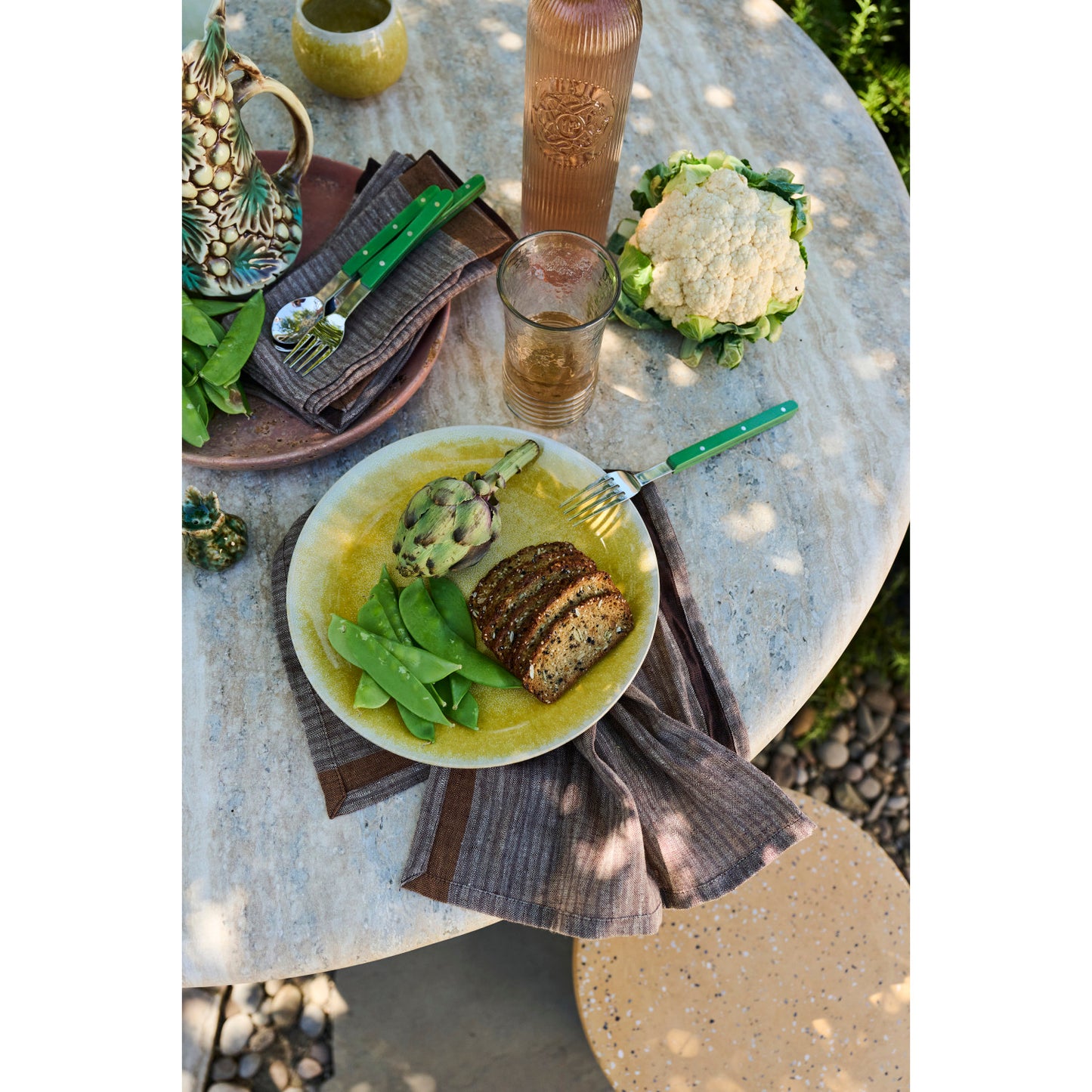 Terrazzo Table/Stool, Mustard & Multi Color