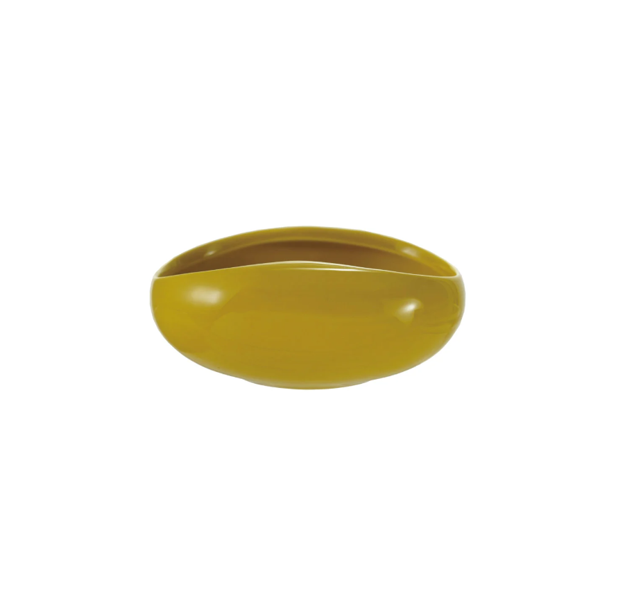 Stoneware Organic Shaped Bowl, Chartreuse Yellow