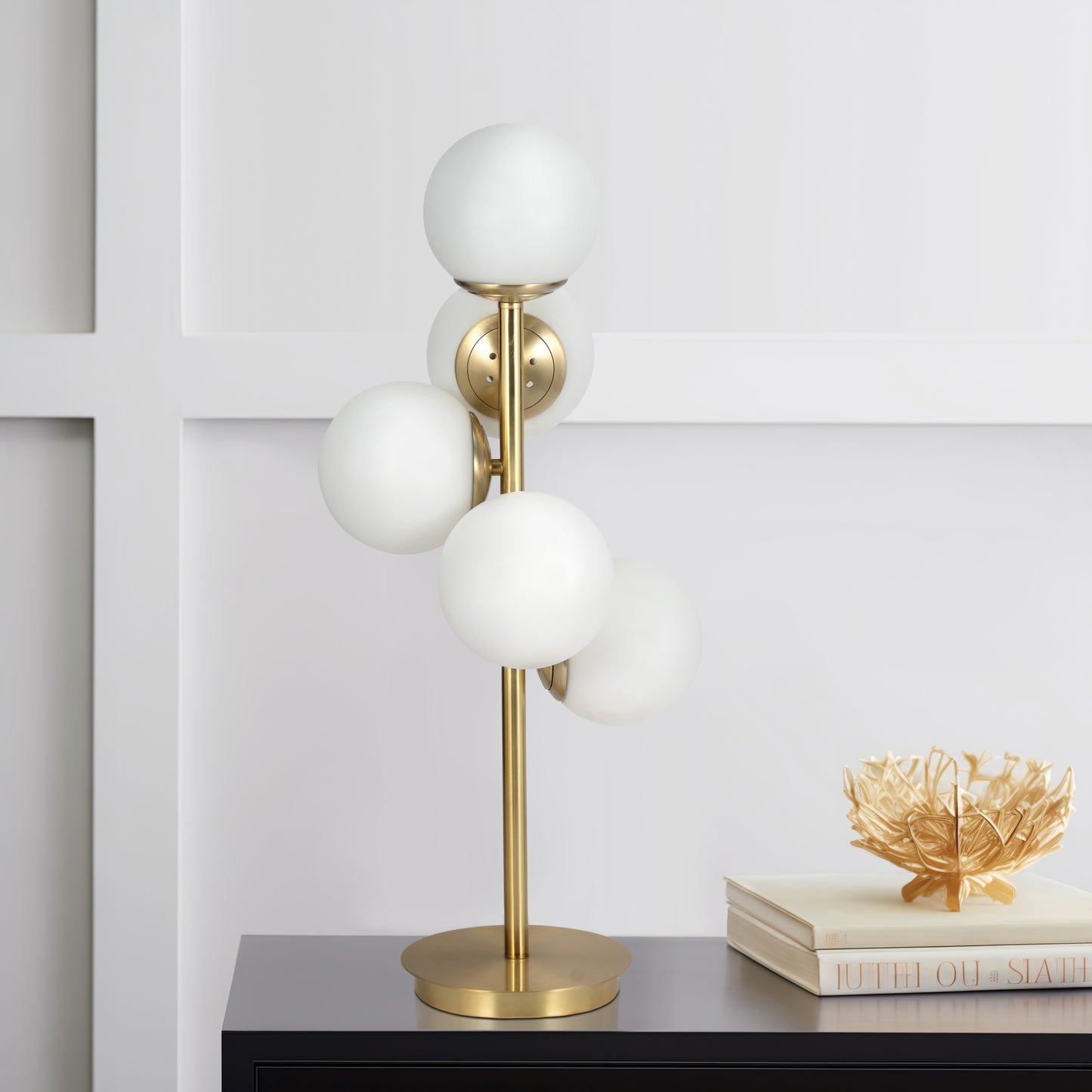 GLASS TABLE LAMP GOLD 23''