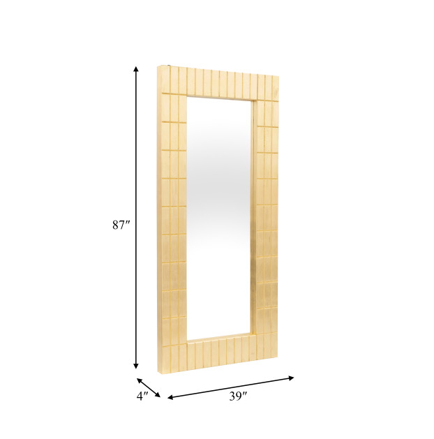 RECTANGULAR MIRROR WITH GOLD BARS FRAME 39x87