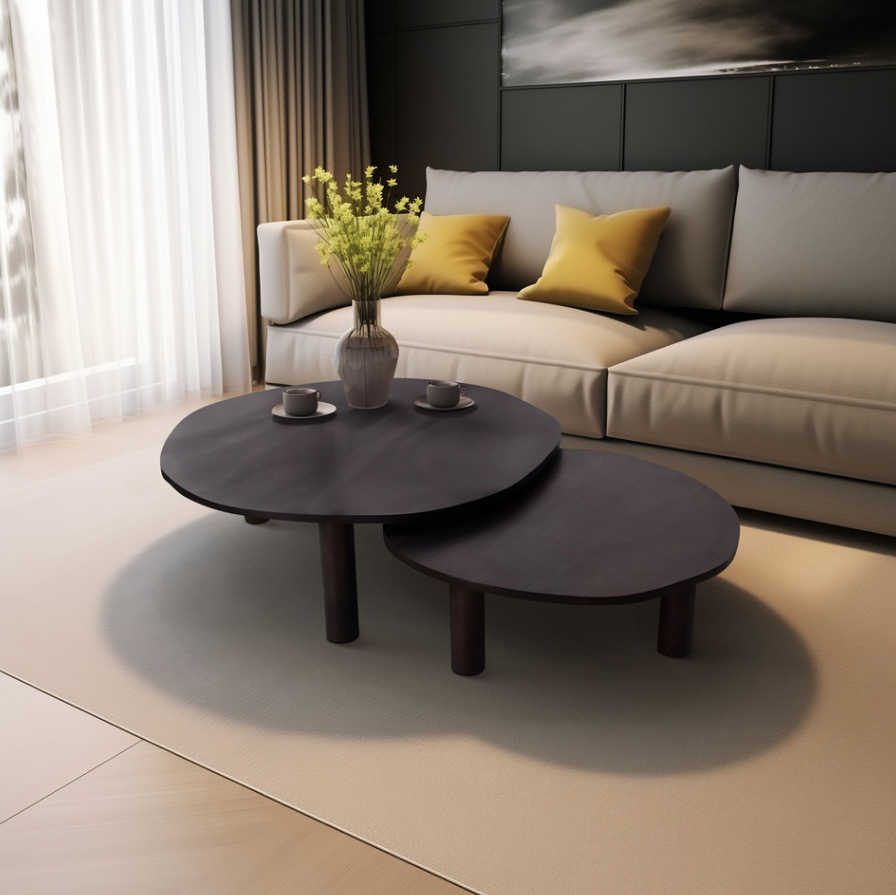 CALVIN NESTING COFFEE TABLES SET OF 2 – BLACK WOOD 37"/47"