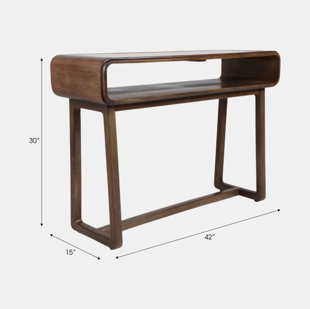 CONSOLE TABLE TRAVERTINE INLAY BROWN 42X30"