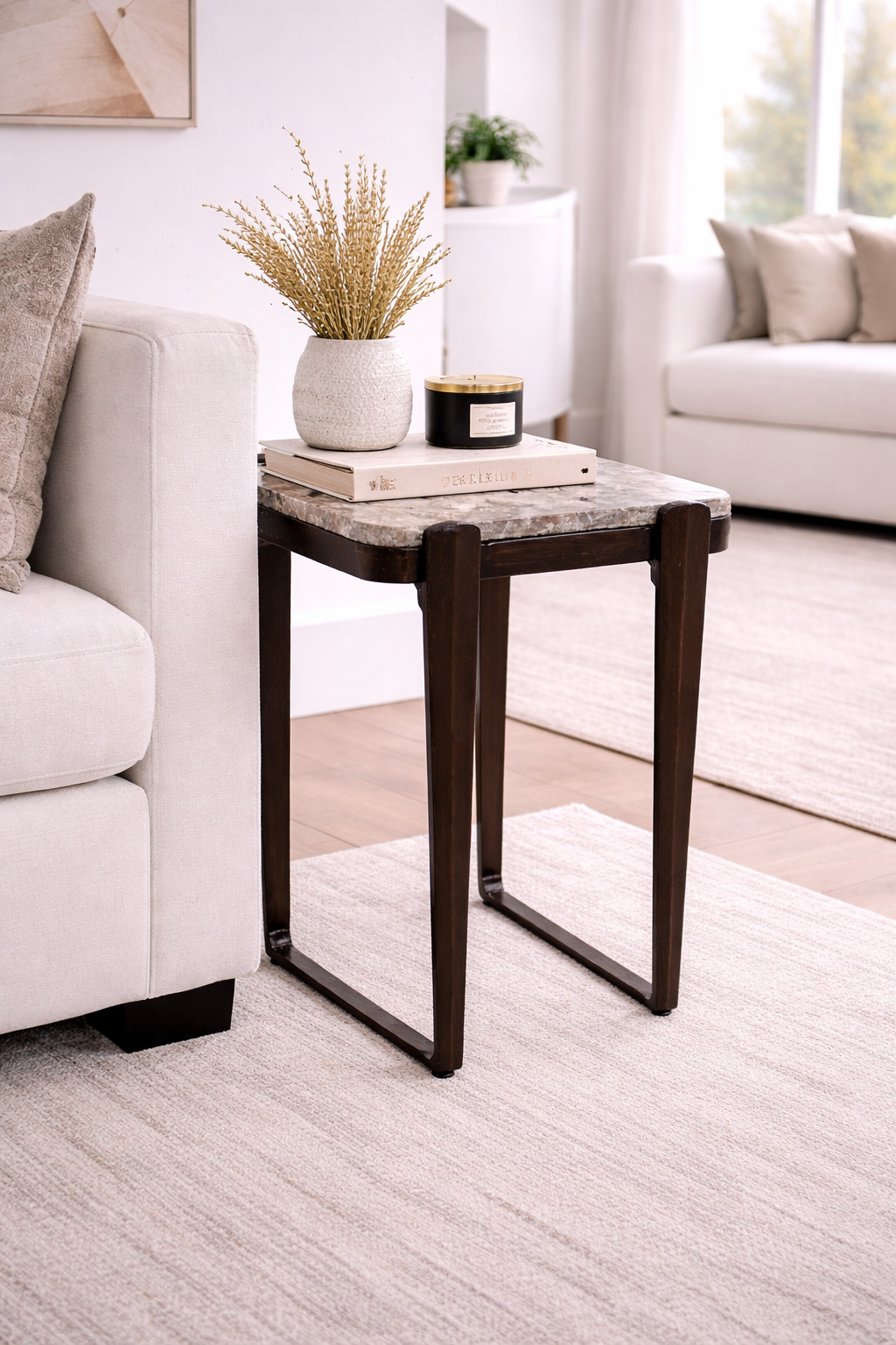 ROLLA SMOKY QUARTZ TOP ACCENT TABLE 24''