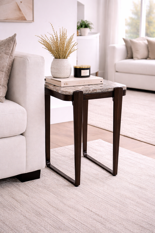 ROLLA SMOKY QUARTZ TOP ACCENT TABLE 24''