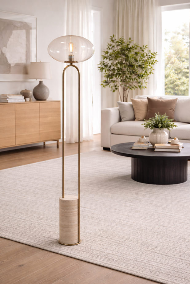 BASE FLOOR LAMP SINCLAIR TRAVERTINE 58''