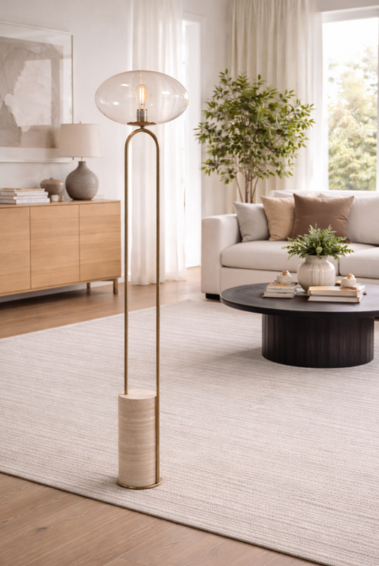 BASE FLOOR LAMP SINCLAIR TRAVERTINE 58''