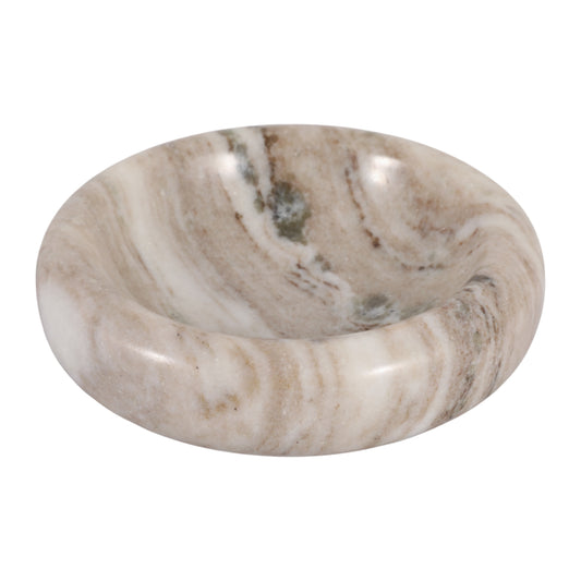 8" CHUNKY CURVEED MARBLE BOWL BEIGE