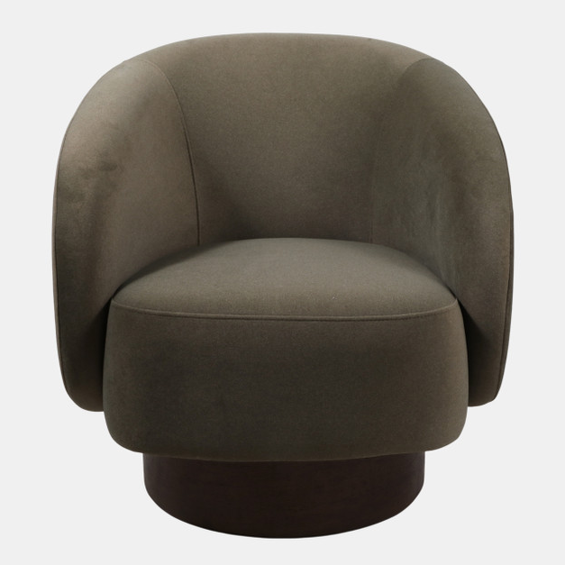 ACCENT CHAIR MODERN GREEN AND BROWN SWIVEL 32'' x 31''