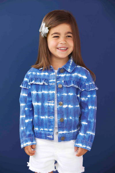 TIE DYE STRIPE RUFFLE JACKET