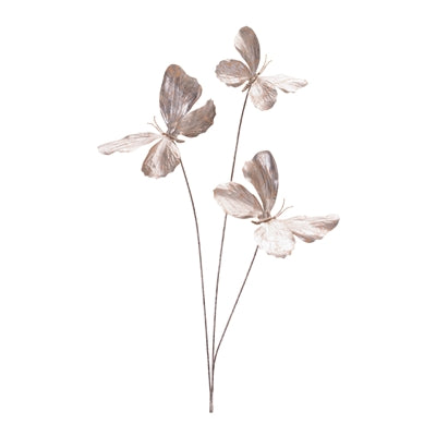 SILVER BUTTERFLY SPRAY 27"H POLYESTER