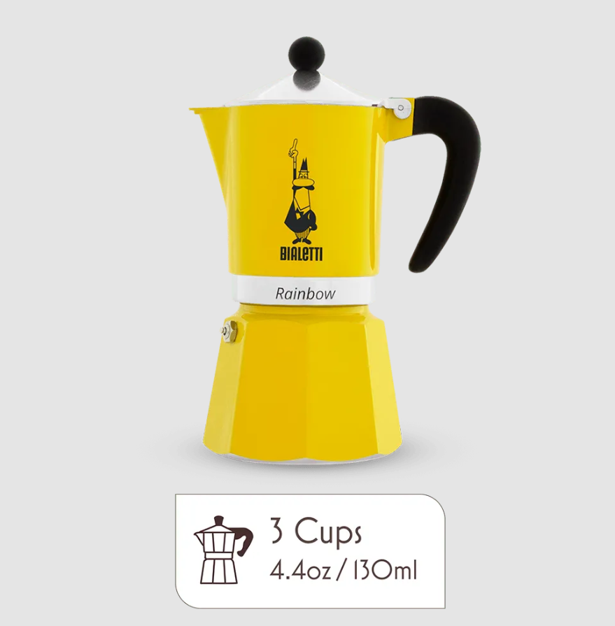 BIALETTI RAINBOW MOKA POT 3 CUPS- GIALLA