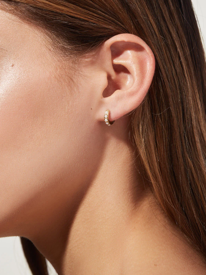 ANA LUISA PEARL HUGGIE HOOPS-ASHLEY