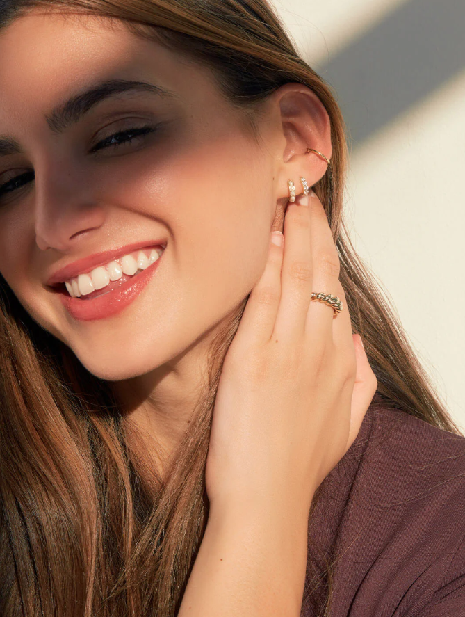 ANA LUISA PEARL HUGGIE HOOPS-ASHLEY
