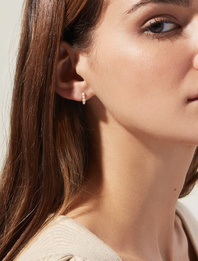 ANA LUISA PEARL HUGGIE HOOPS-ASHLEY