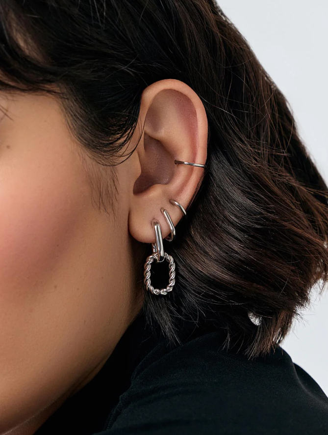 ANA LUISA DOBLE HOOP EARRINGS-ASH DOBLE SILVER