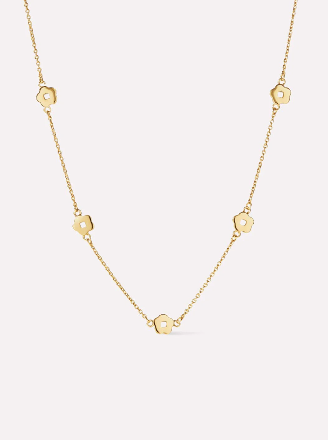 ANA LUISA FLOWER STATION NECKLACE GOLD-ROWENA