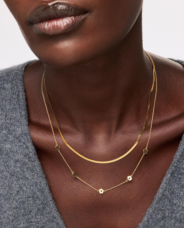 ANA LUISA FLOWER STATION NECKLACE GOLD-ROWENA