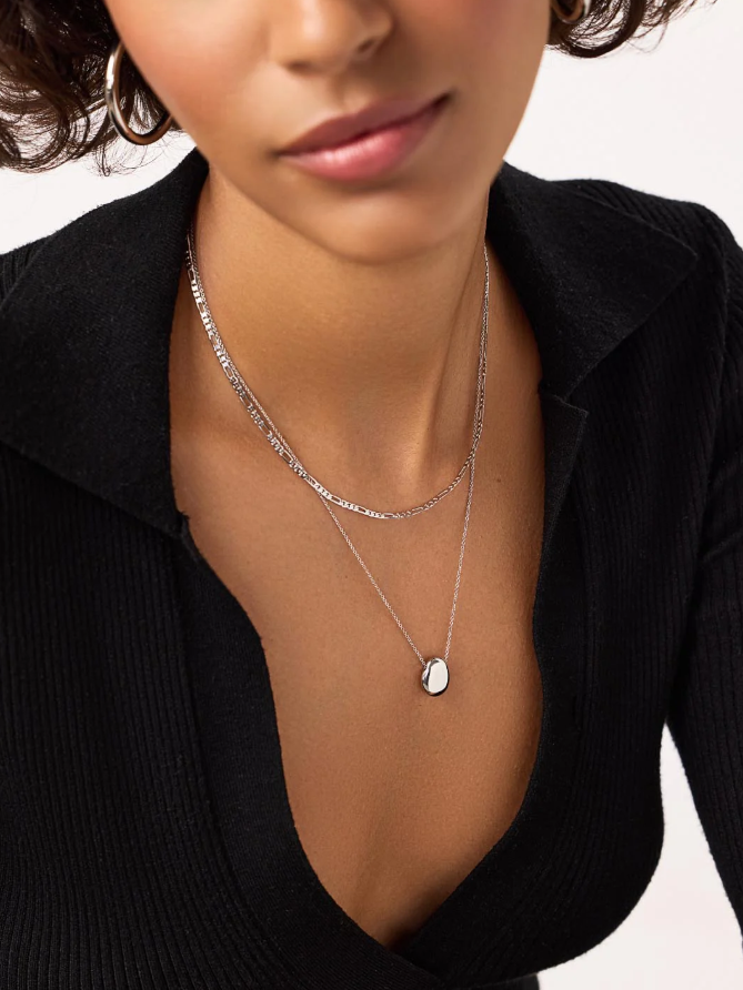 ANA LUISA SILVER PENDANT NECKLACE- PEBBLE MINI SILVER
