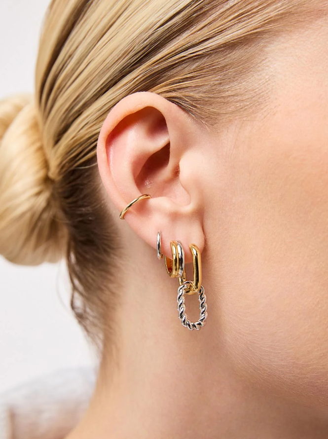 ANA LUISA EARRINGS DOBLE HOOP -ASH DOBLE TWO TONE