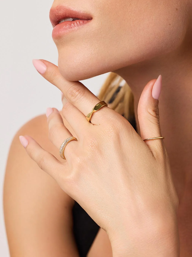 ANA LUISA GOLD BAND RING-ELIORA SIZE 6
