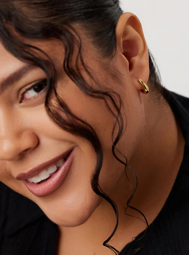ANA LUISA AMAYA GOLD HUGGIE EARRINGS