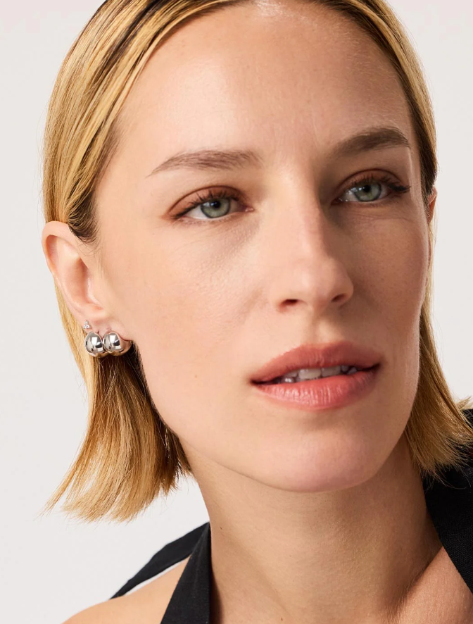 ANA LUISA SILVER SPHERE HOOP EARRINGS-MINI ABBY