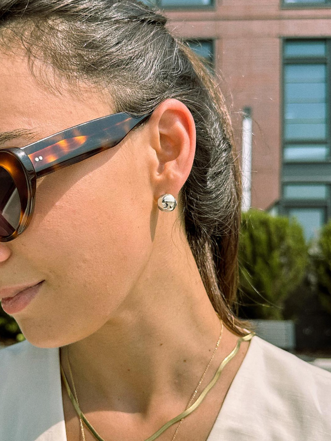 ANA LUISA SILVER SPHERE HOOP EARRINGS-MINI ABBY