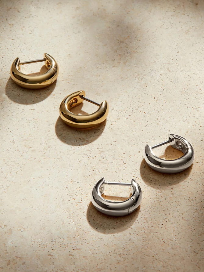 ANA LUISA BOLD HUGGIE HOOPS-GUILIA SILVER